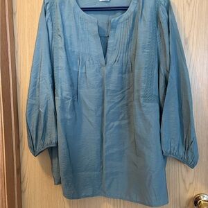 Penningtons Teal Blouse with Pintuck Details